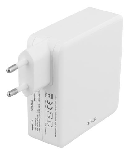 87 W USB-C nätadapter, PD, vit