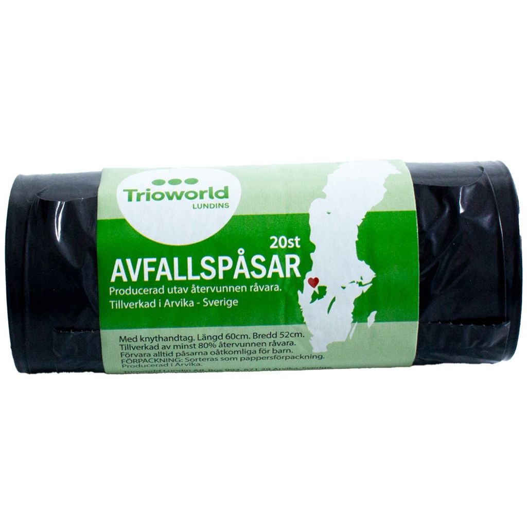 Avfallspåse 25–30 liter svart 20 my 20/rl
