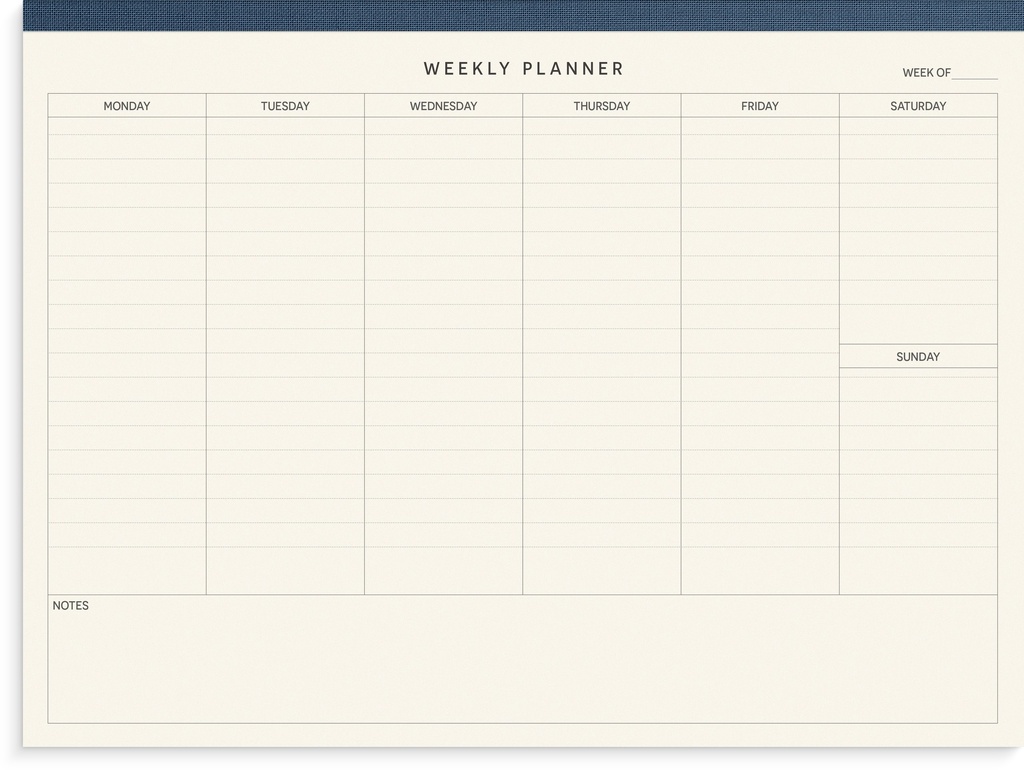 Perforerat block Weekly planne