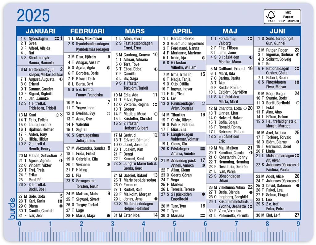 Kalender 2025 Kalenderkort