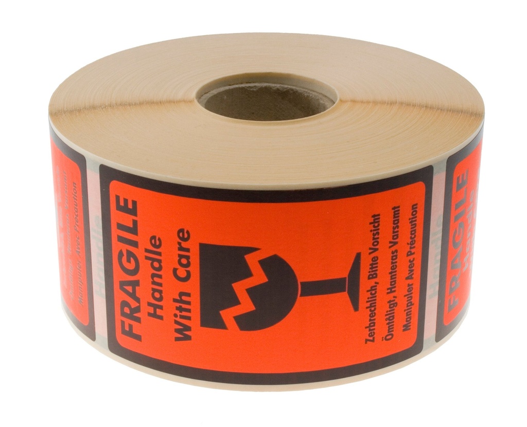 Etikett Fragile Handle With Care 1000 etiketter/rulle
