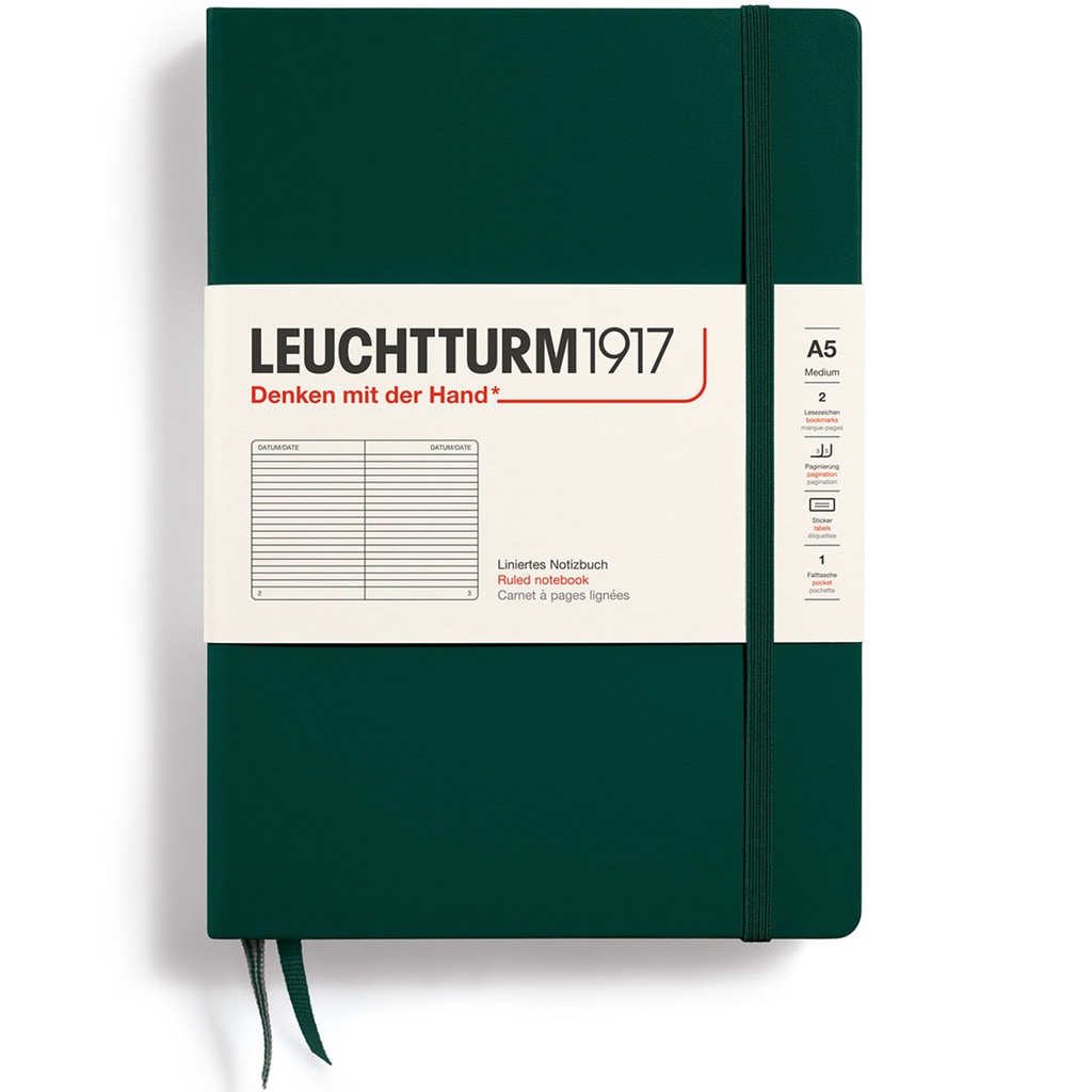 Ant.bok A5 h linj forest green