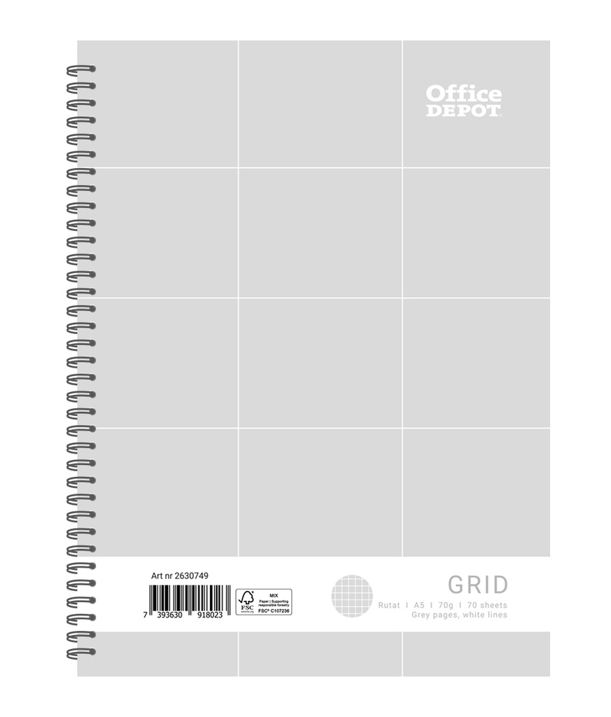 Kollegieblock Grey A5 rut