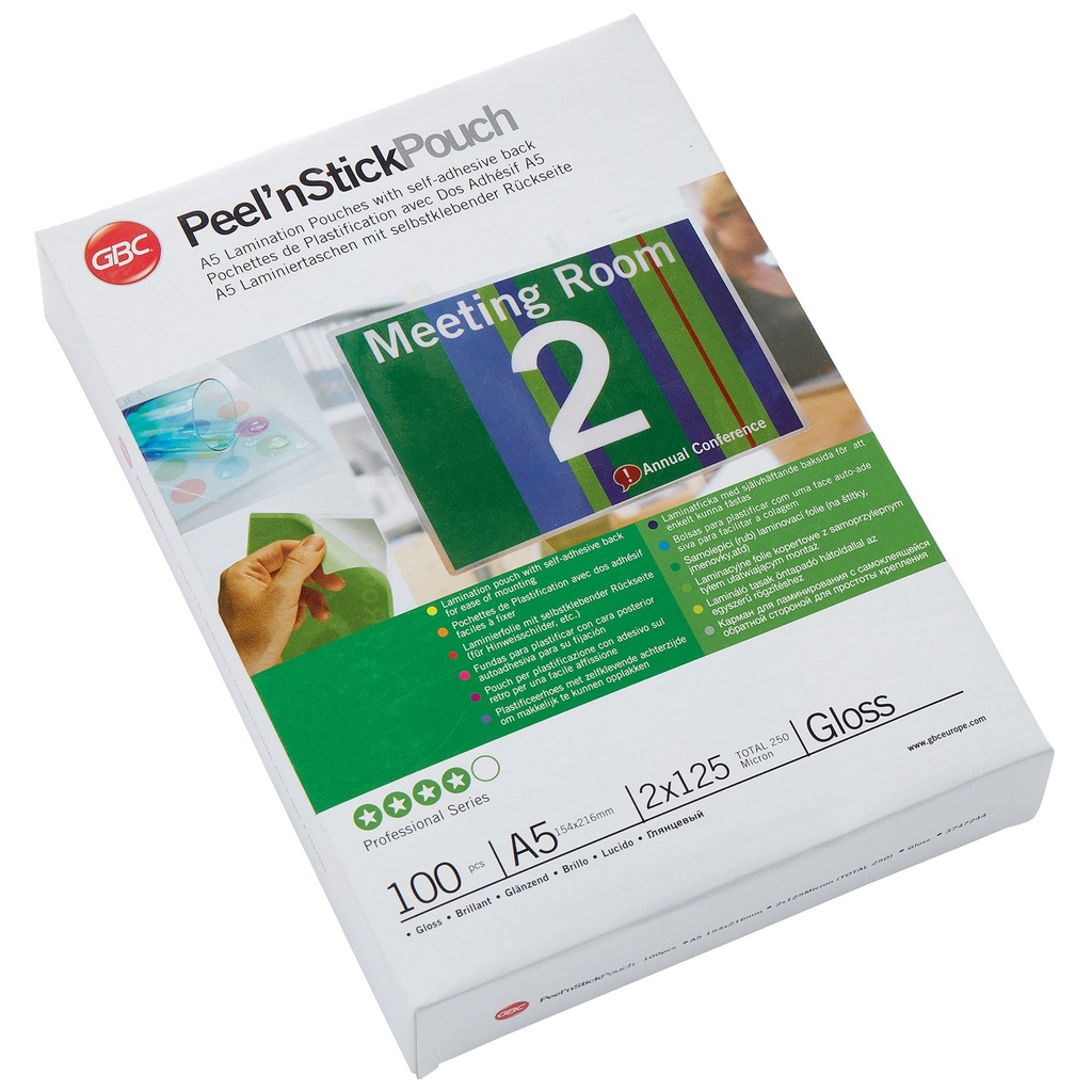 Lamineringsfickor Peel'n Stick A5 125 mikron Gloss 100/fp