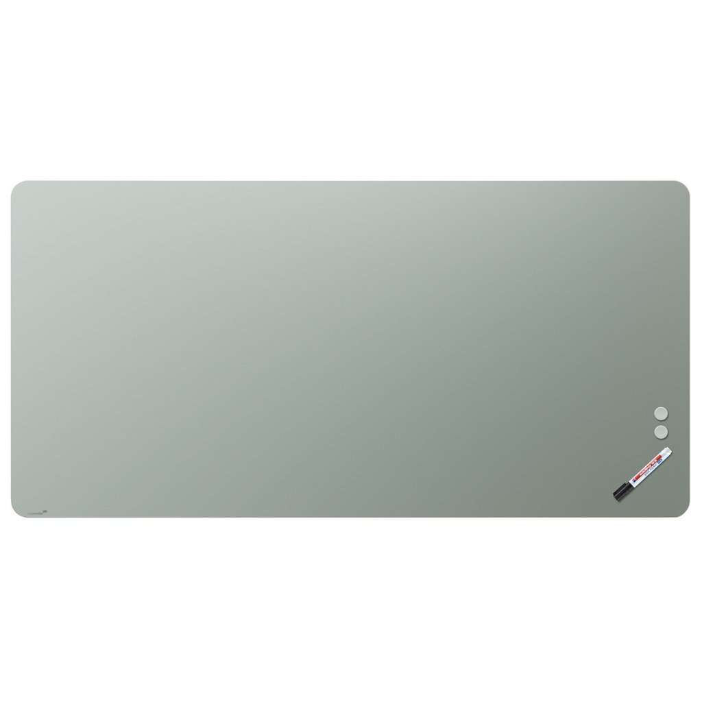 Glastavla matt rundade hörn 100x200 cm sage green