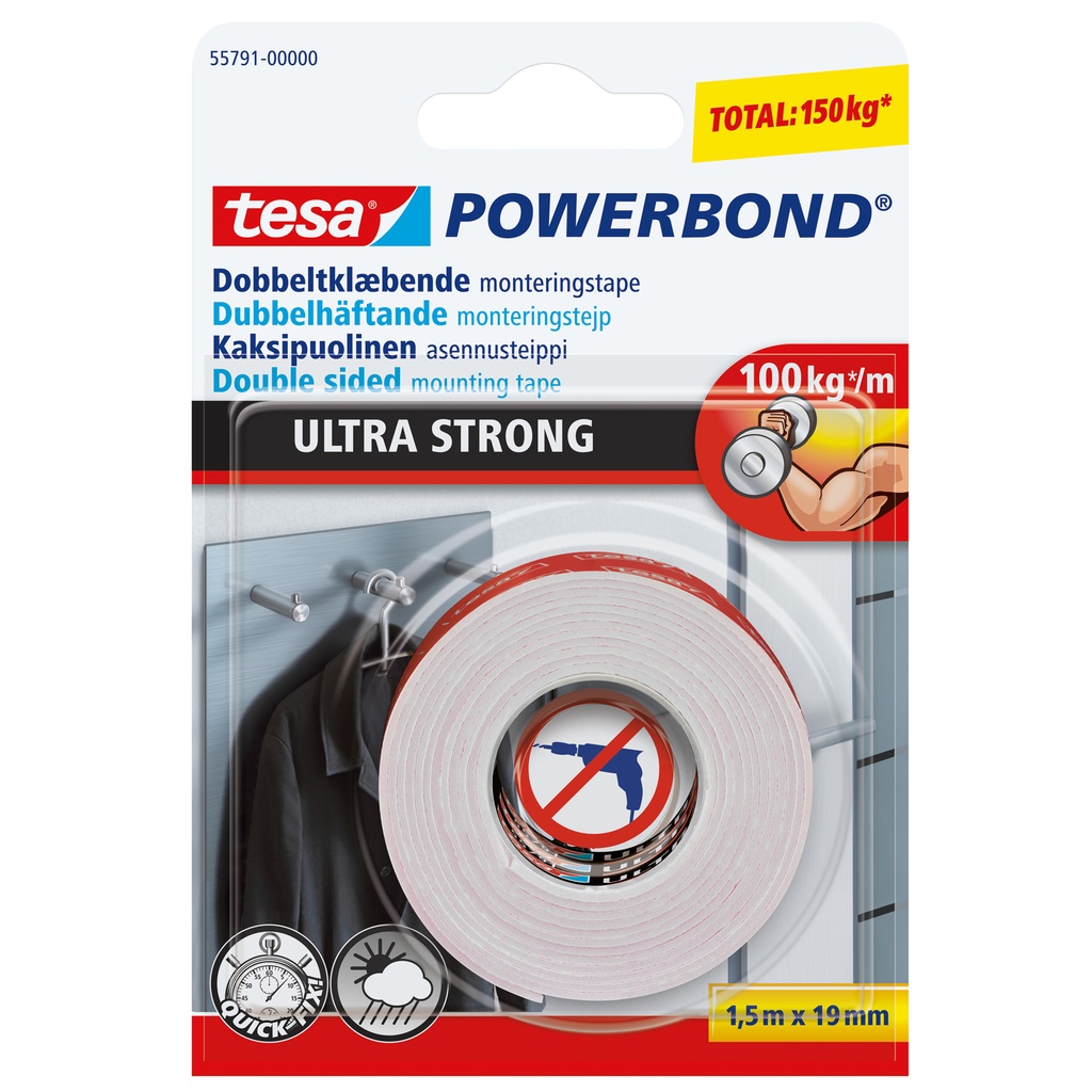Monteringstejp Ultra Strong dubbelhäftande 19mm bred