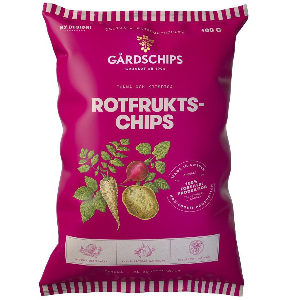 Rotfruktschips Lättsaltad 100g