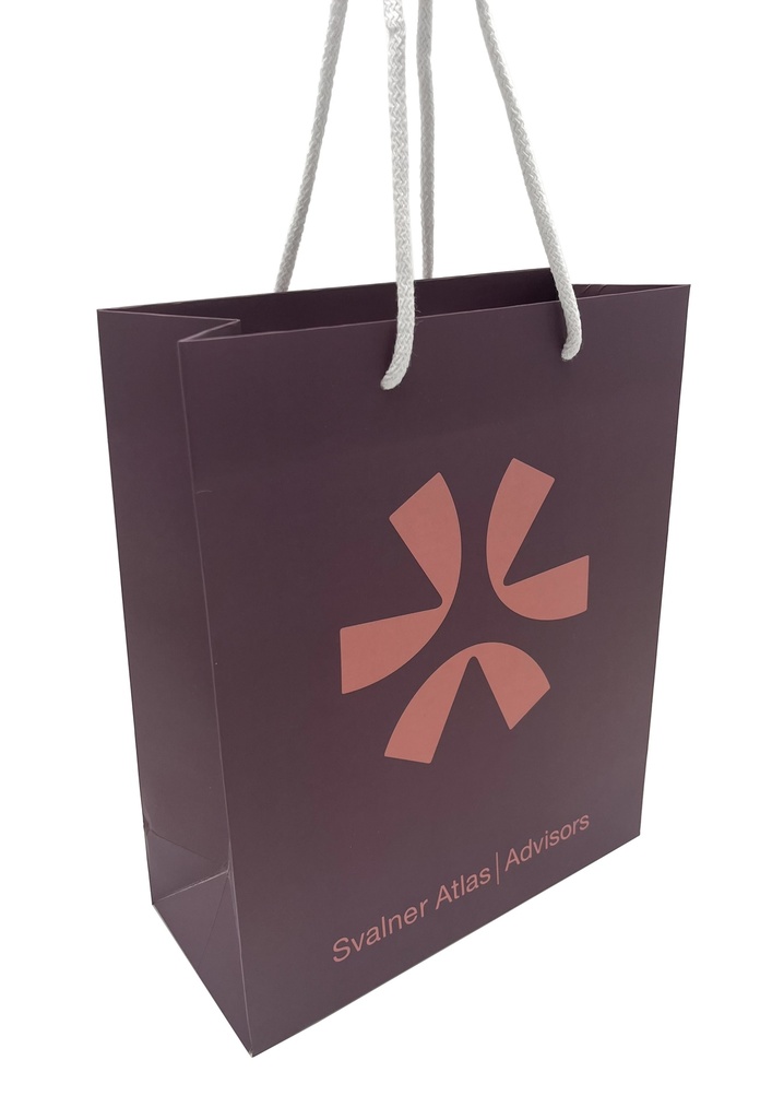 Exclusive purple paper bag with white handles 100 pcs / unit