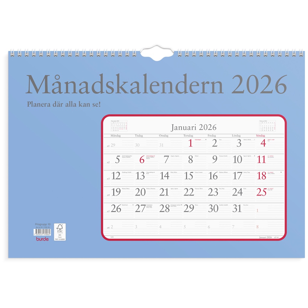 Månadskalendern 2026 vägg