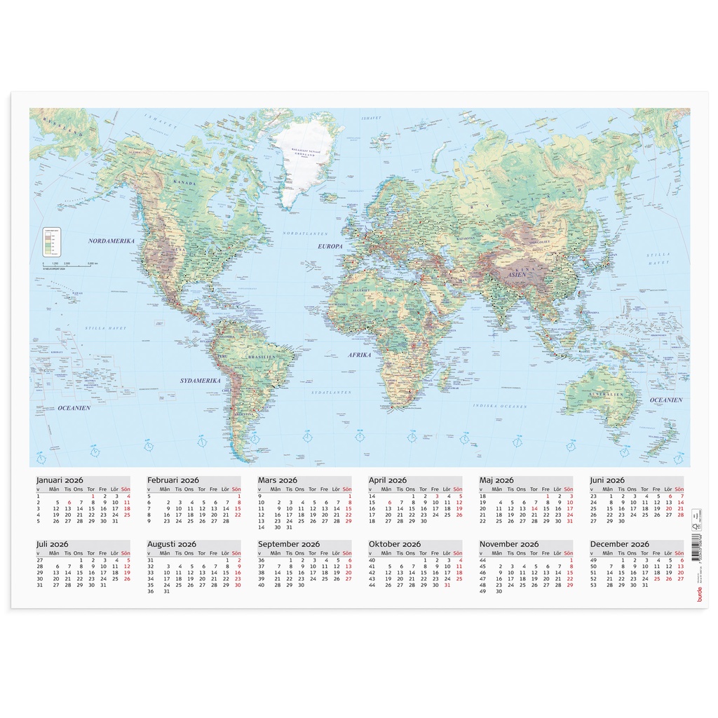 Väggblad Världskarta 2026