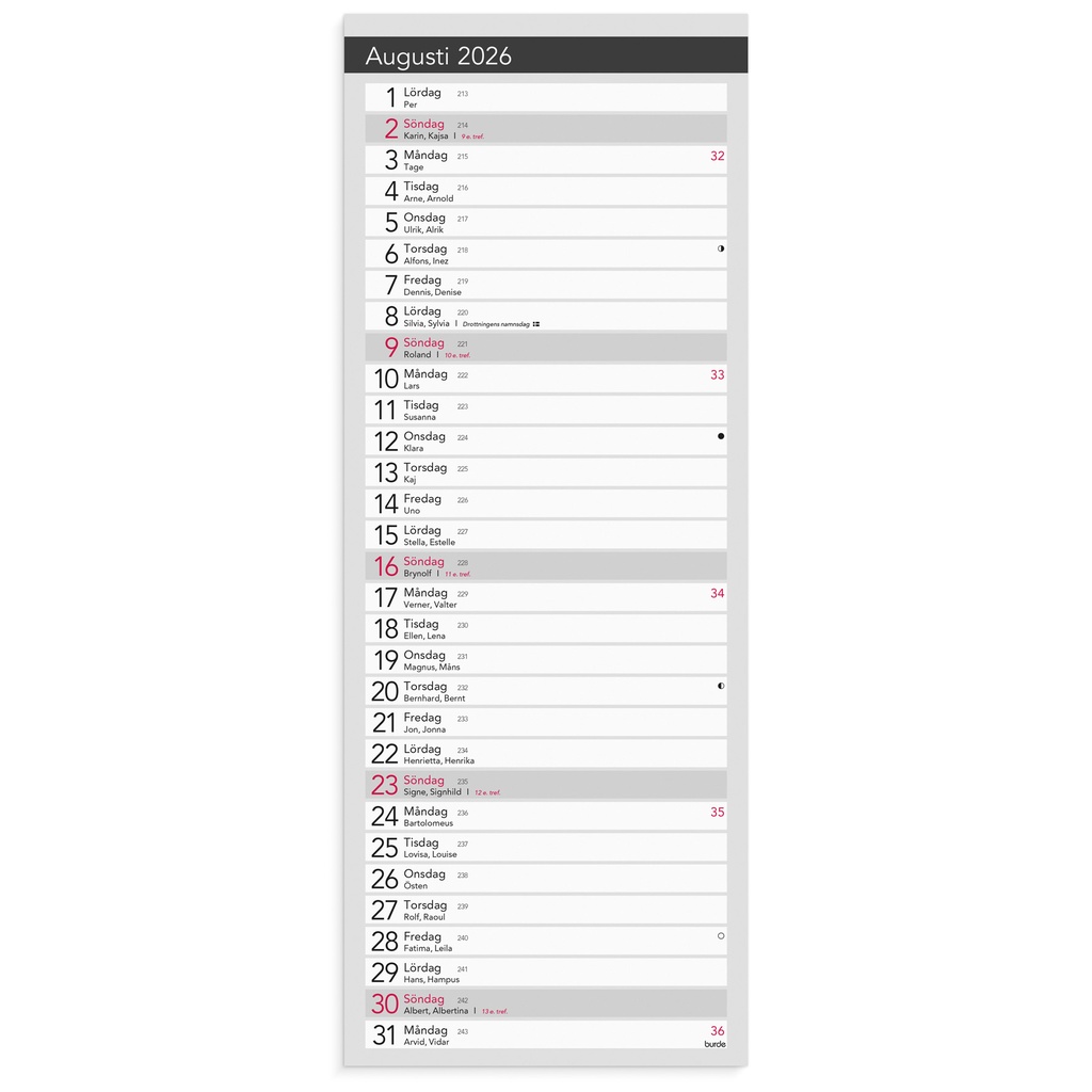 Liten Bordskalender Elegant 26