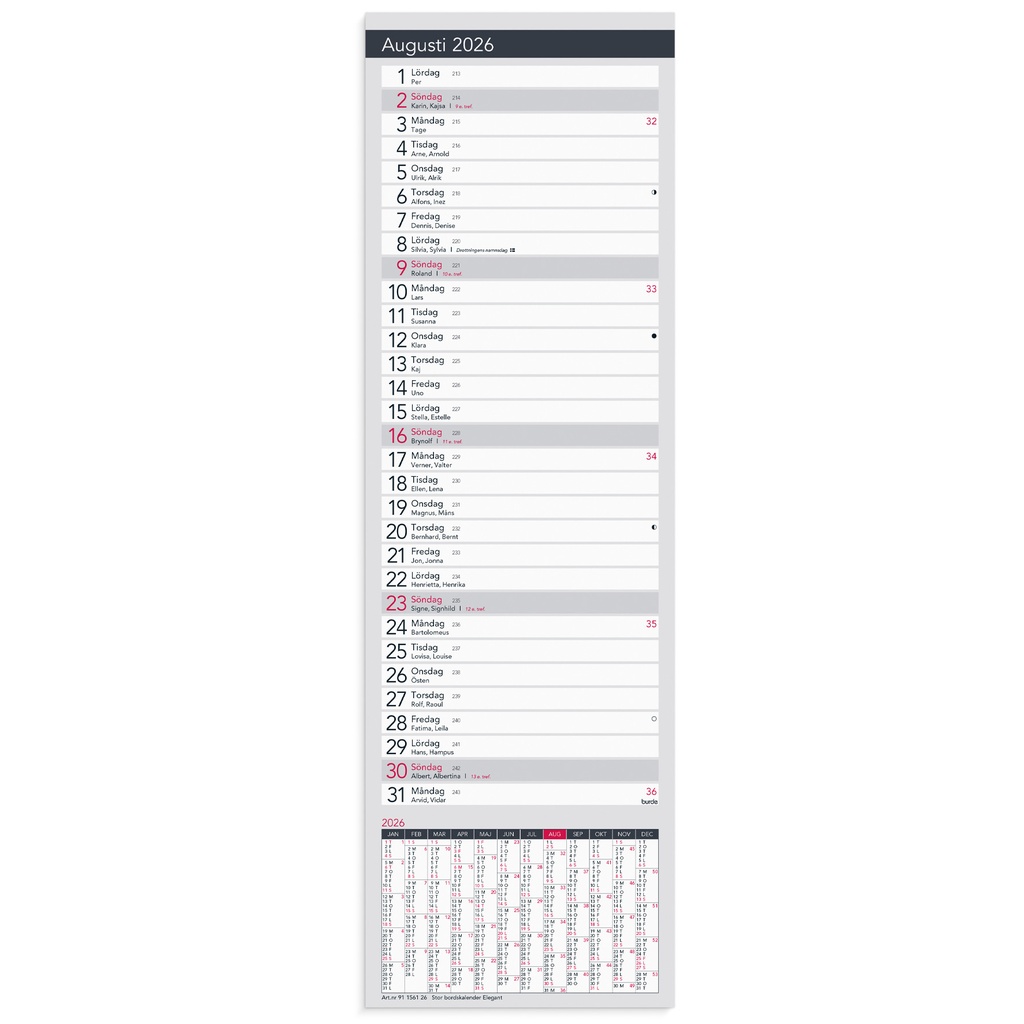 Stor Bordskalender Elegant 2026
