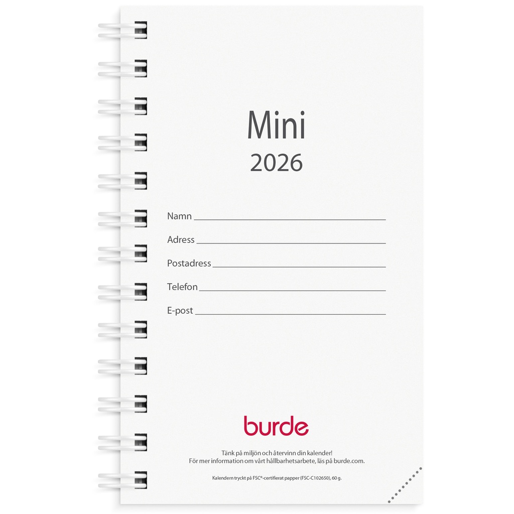 Kalender 2026 Mini refill