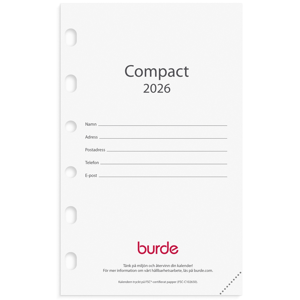 Compact kalendersats 2026