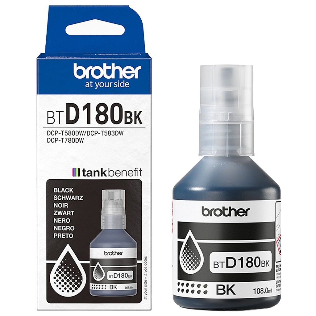 Bläckflaska Brother 180BK 7,5K Svart