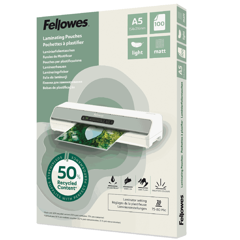 Lamineringsfickor Recycled A5 matt 100-pack