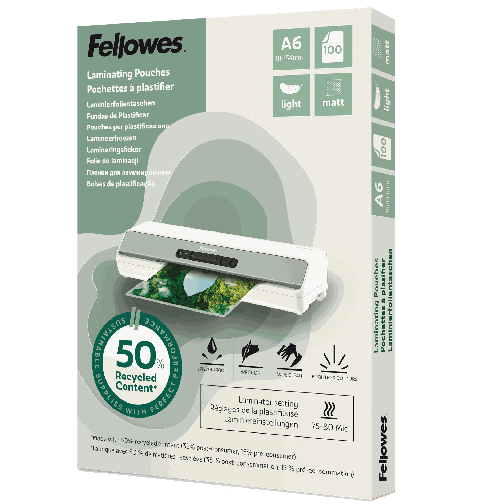 Lamineringsfickor Recycled A6 matt 100-pack