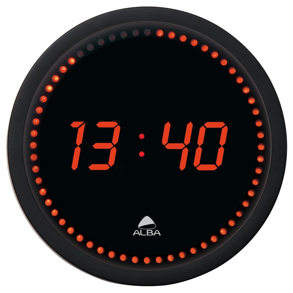 Väggklocka LED Ø 30 cm svart/röd