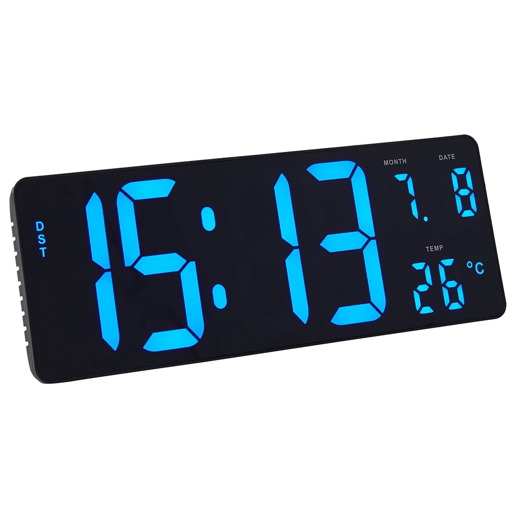 Vägg-/bordsklocka LCD svart