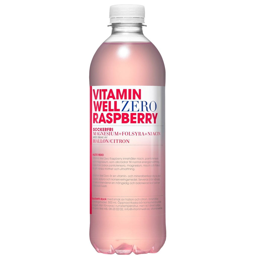 Dryck Vitamin Well Zero Raspberry 50 cl inkl pant