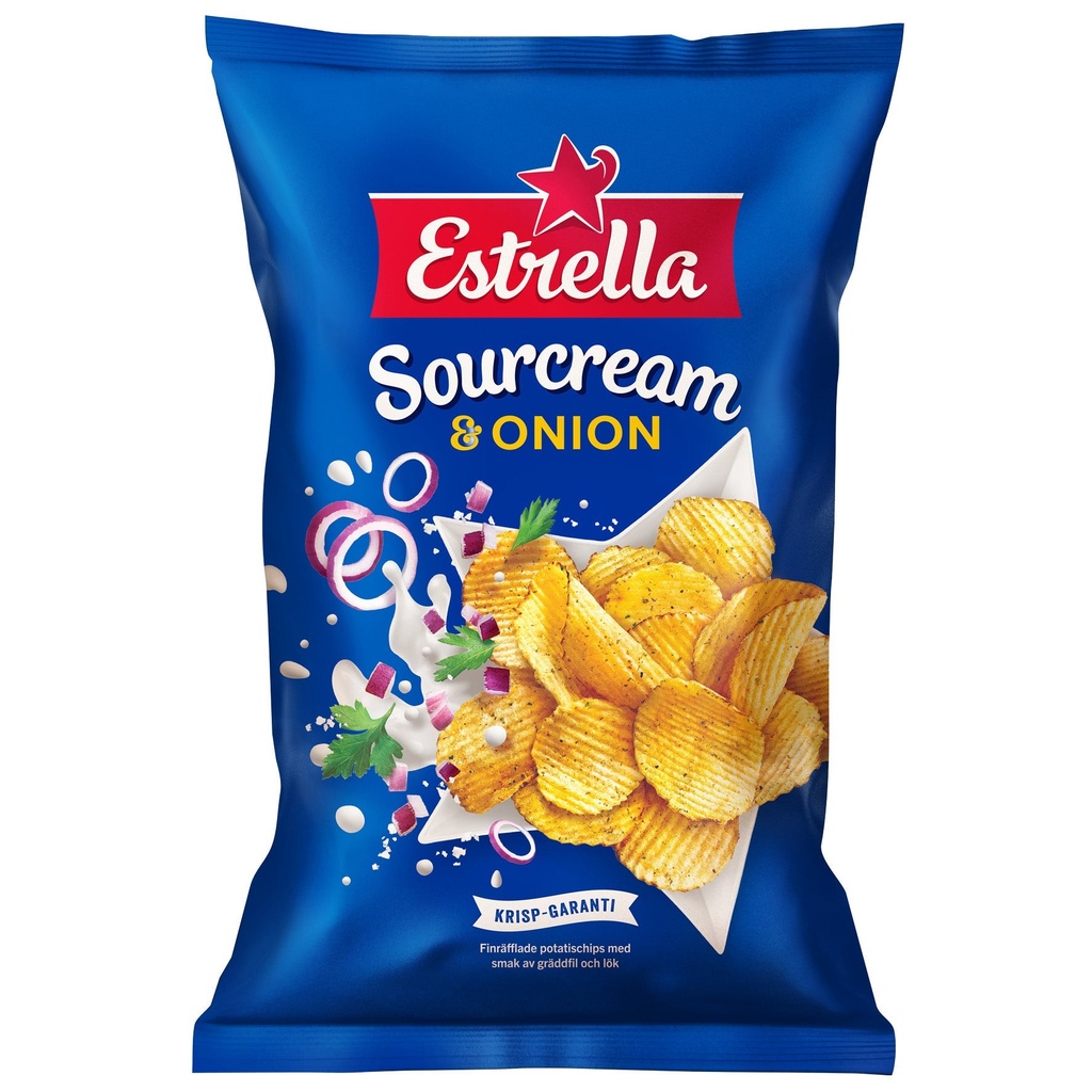 Chips Estrella Sourcream & Onion 18x275 g