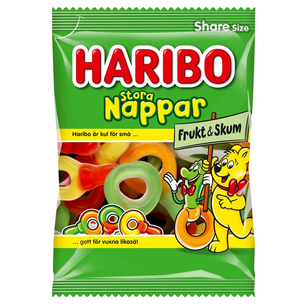 Godis Haribo Stora Nappar Frukt & Skum 12x170 g