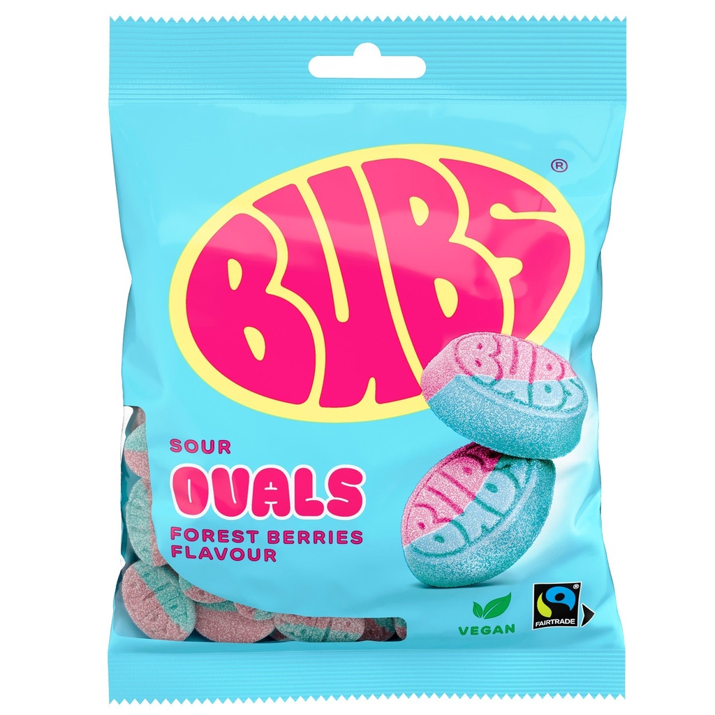 Godis BUBS Sour Ovals Forest Berries 12x90 g