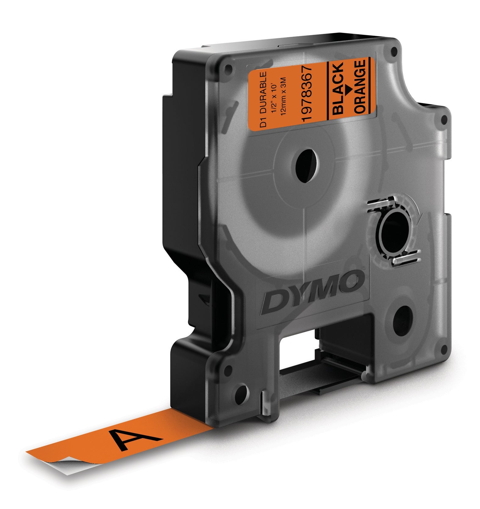 [2045033] Märkband Dymo D1 Durable svart/orange 12 mm