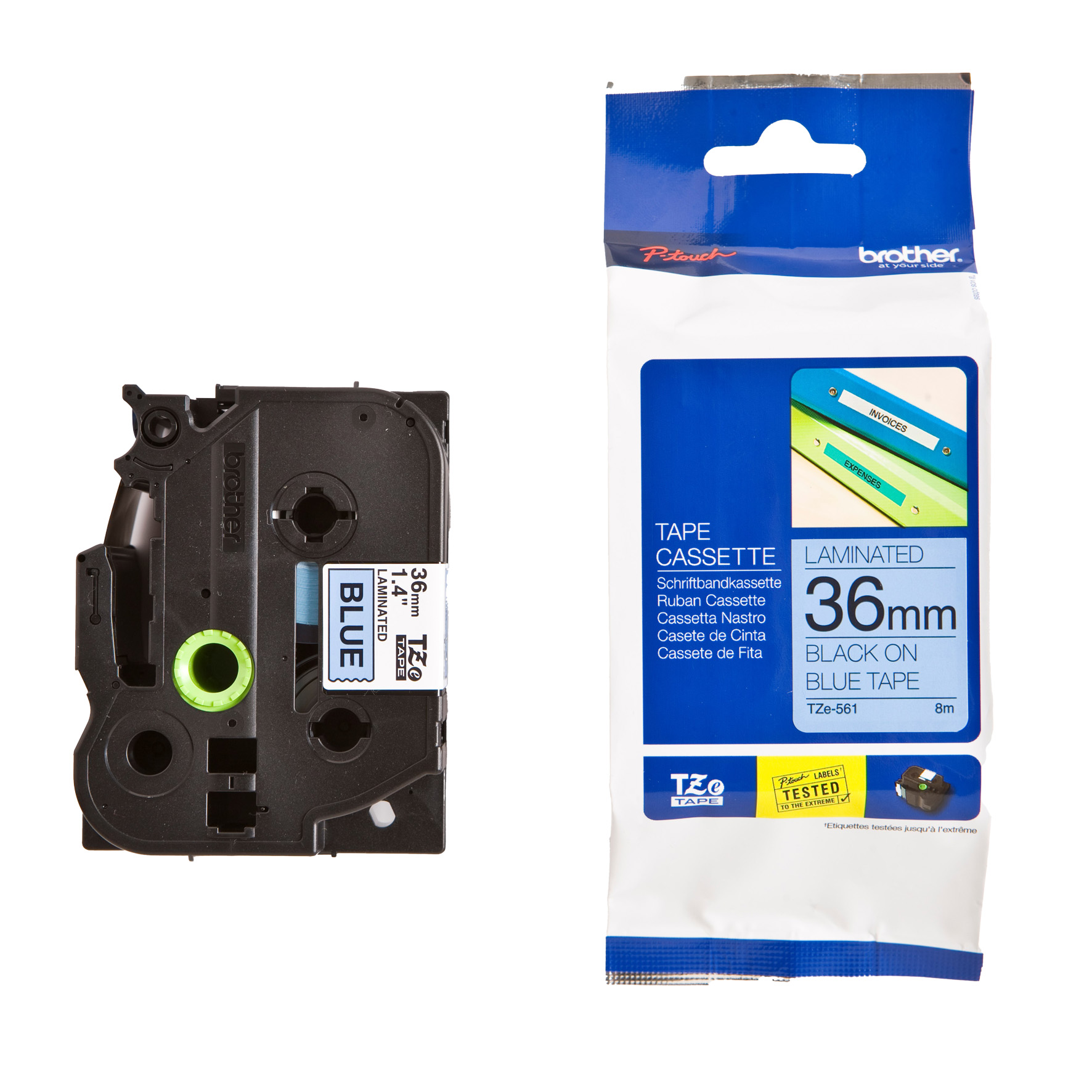 [4200511] Märkband TZe561 36mm svart/blå