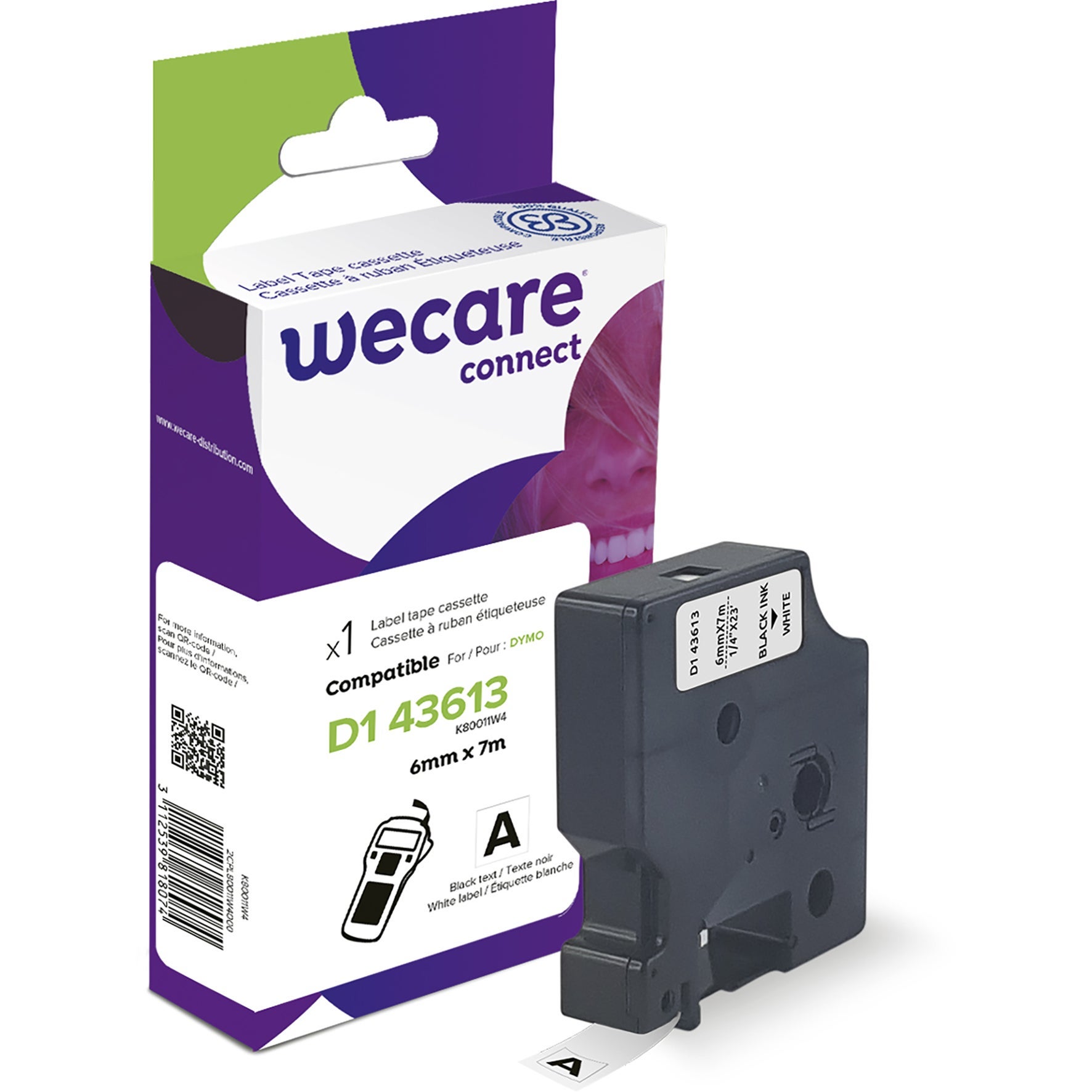 [8559064] Märkband Wecare D1 svart/vit 6 mm 7 Meter
