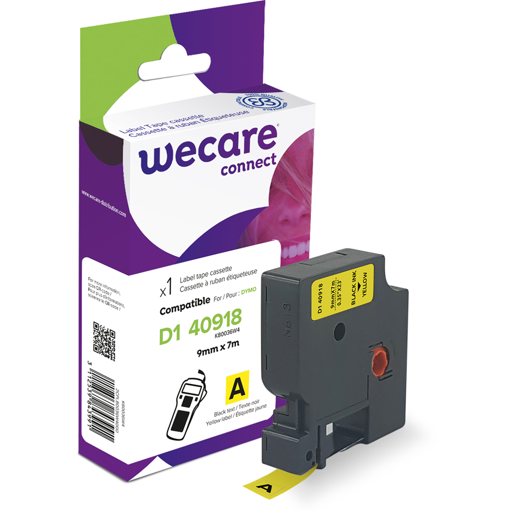 [8559083] Märkband Wecare D1 sva/gul 9mm