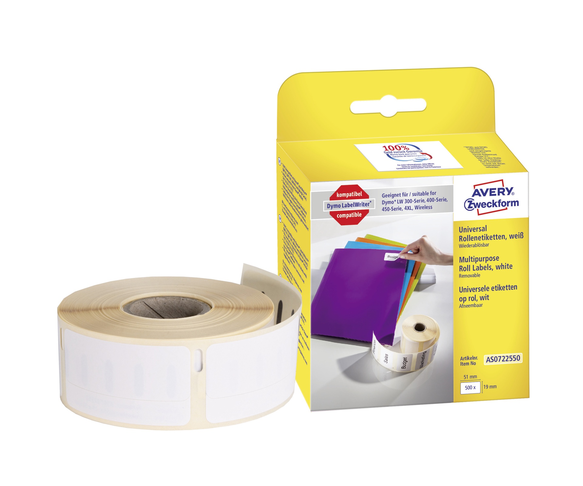 [2275978] Etikett Avery 19x51 vit 500/fp