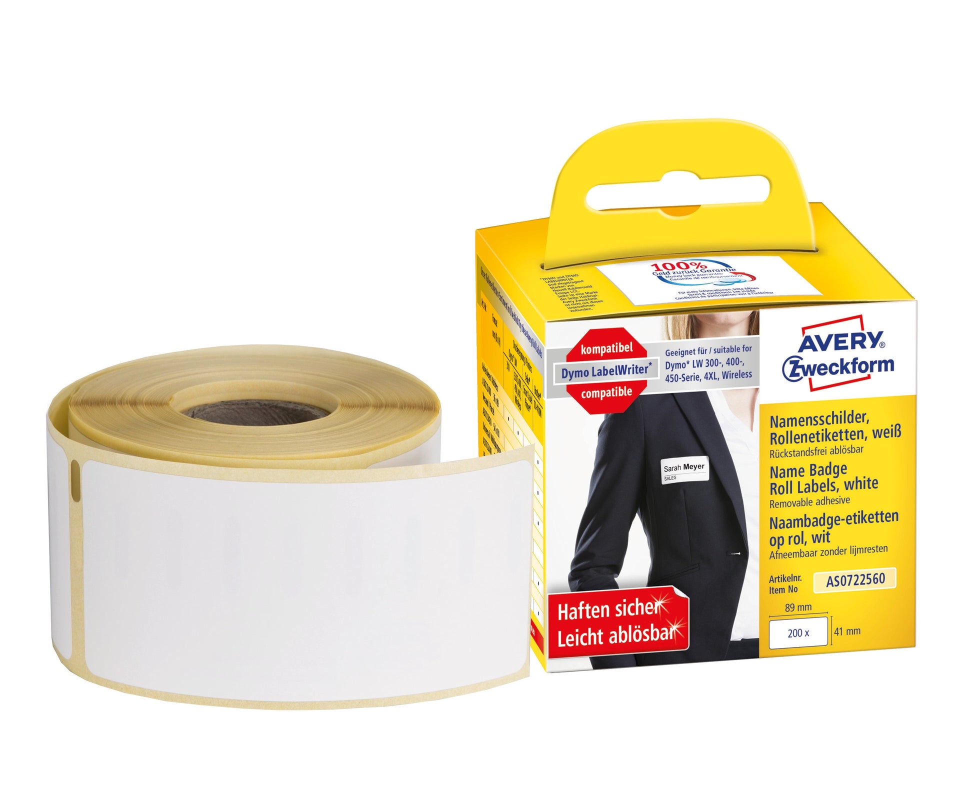 [2275976] Namnetiketter Avery AS0722560 89 x 41 mm 200 st/fp