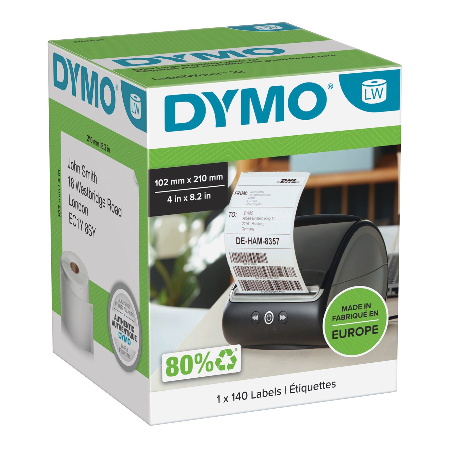 [8559978] Fraktetikett Dymo 102 x 210 mm 140 st/rulle
