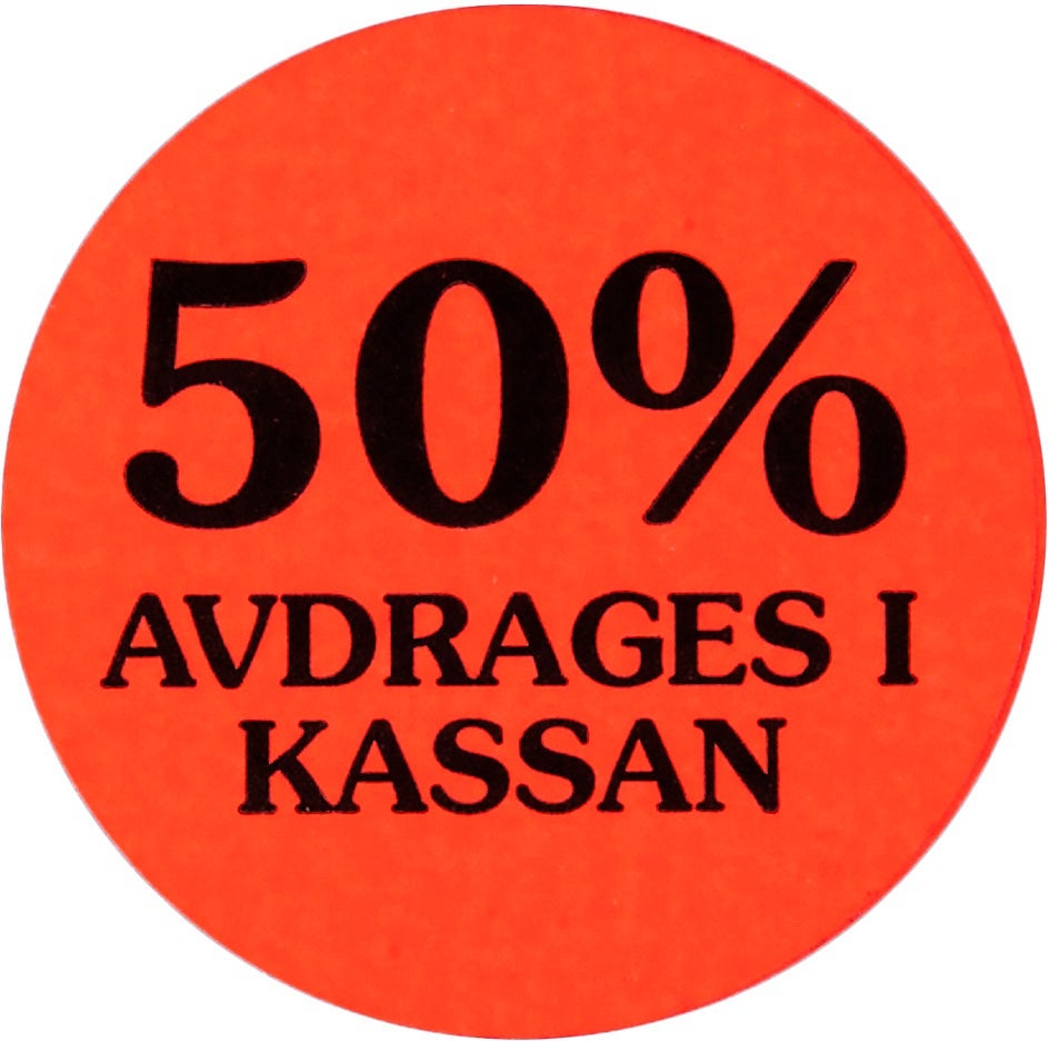 [2277255] Etikett 50% avdrages 2000/rl