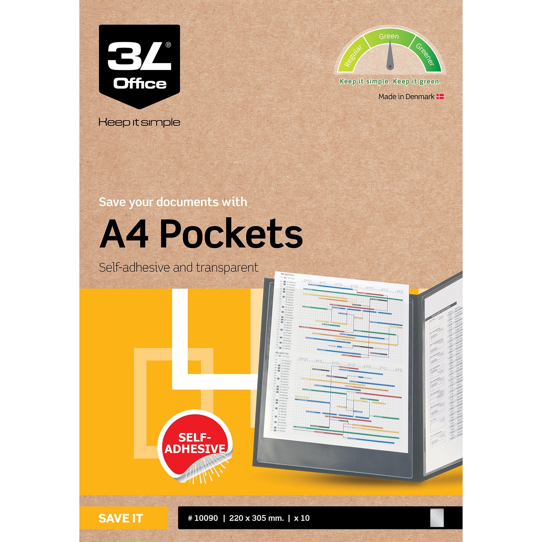 [2666854] Plastfodral 3L självhäftande A4 10 st/fp