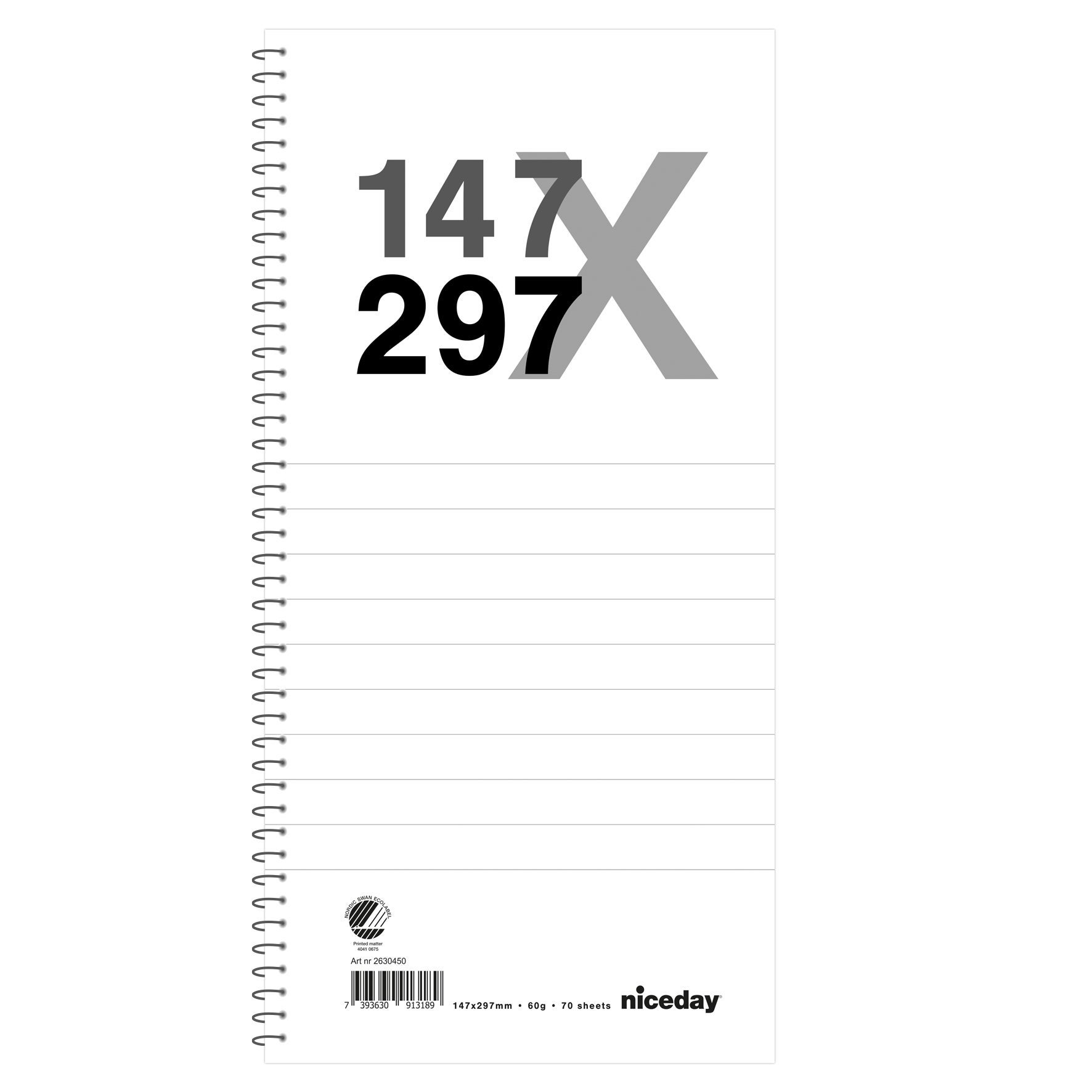 [2630450] Spiralkladd 147x297mm 70bl 60g linjerat
