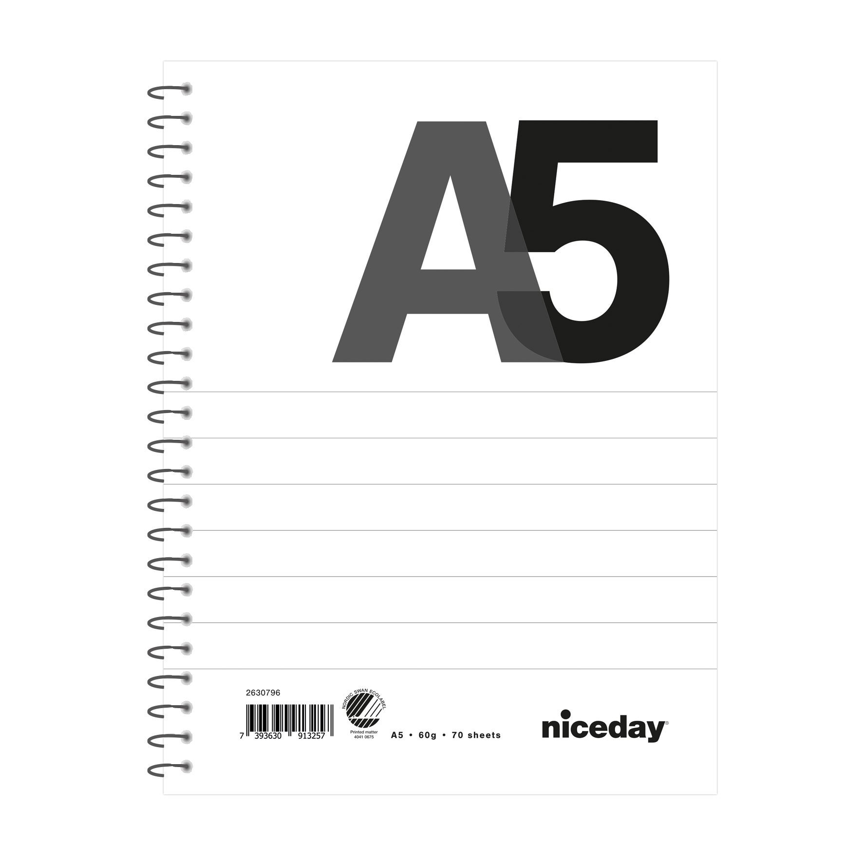 [2630796] Kollegieblock A5 70blad 60g linjerat ohålat