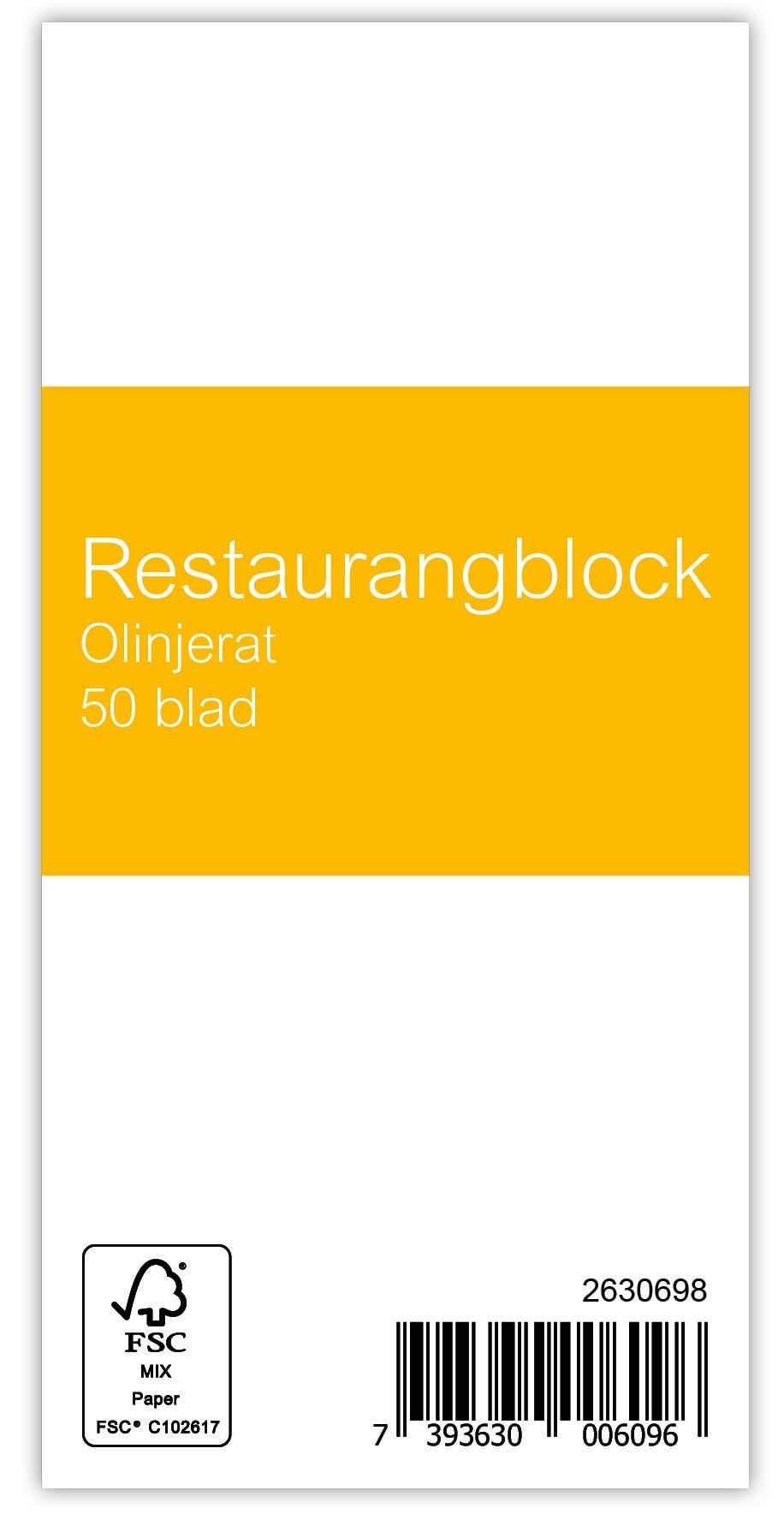 [2630698] Restaurangblock 7x14,5cm 50blad olinjerad