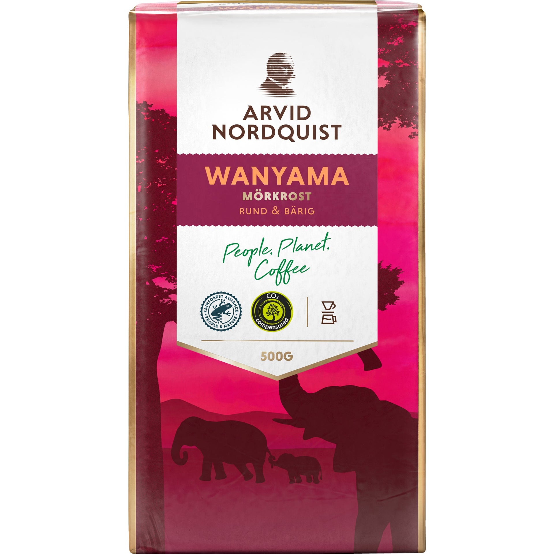 [2829667] Kaffe Wanyama Malet Mörkrost 500 g