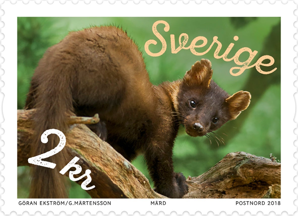 [2796054] Tilläggsfrimärke Mård 2 kr 100 st/rulle