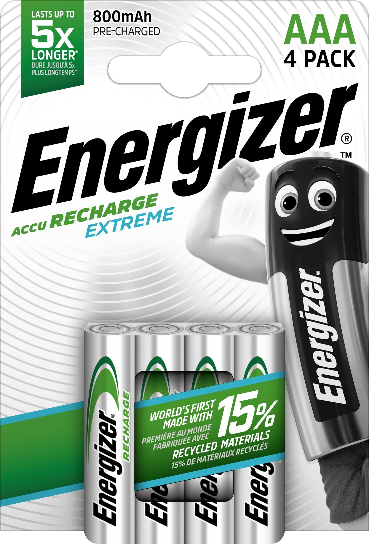 [2840959] Energizer Extreme Laddningsbara Batterier AAA 4-pack 800 mAH