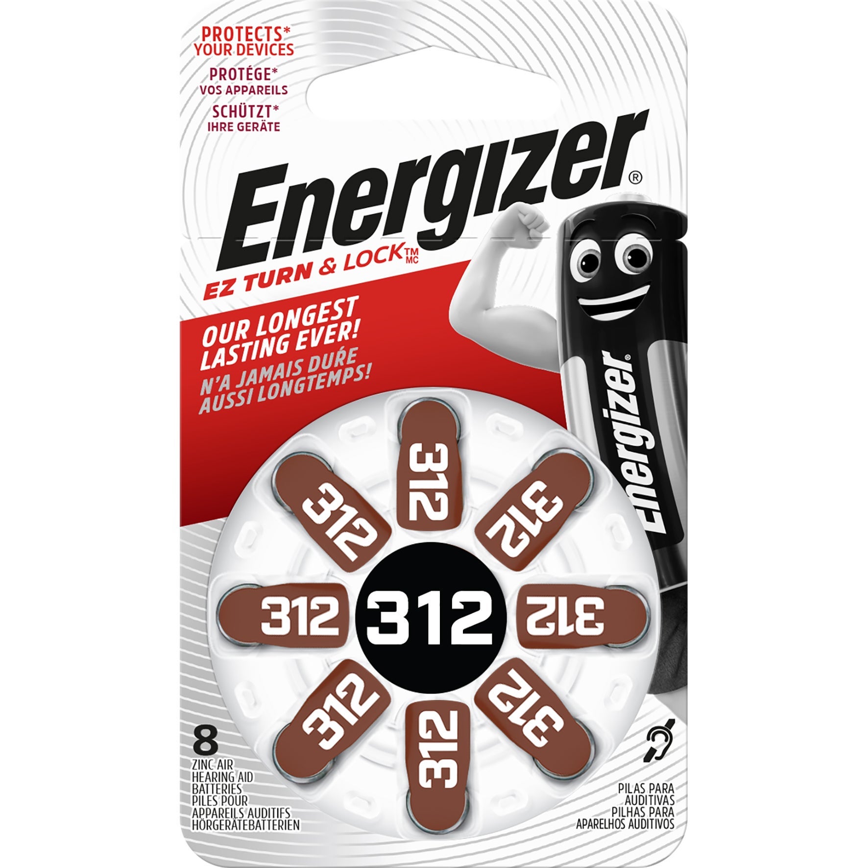 [8558879] Energizer Hörapparatsbatteri Zink 312 8-pack