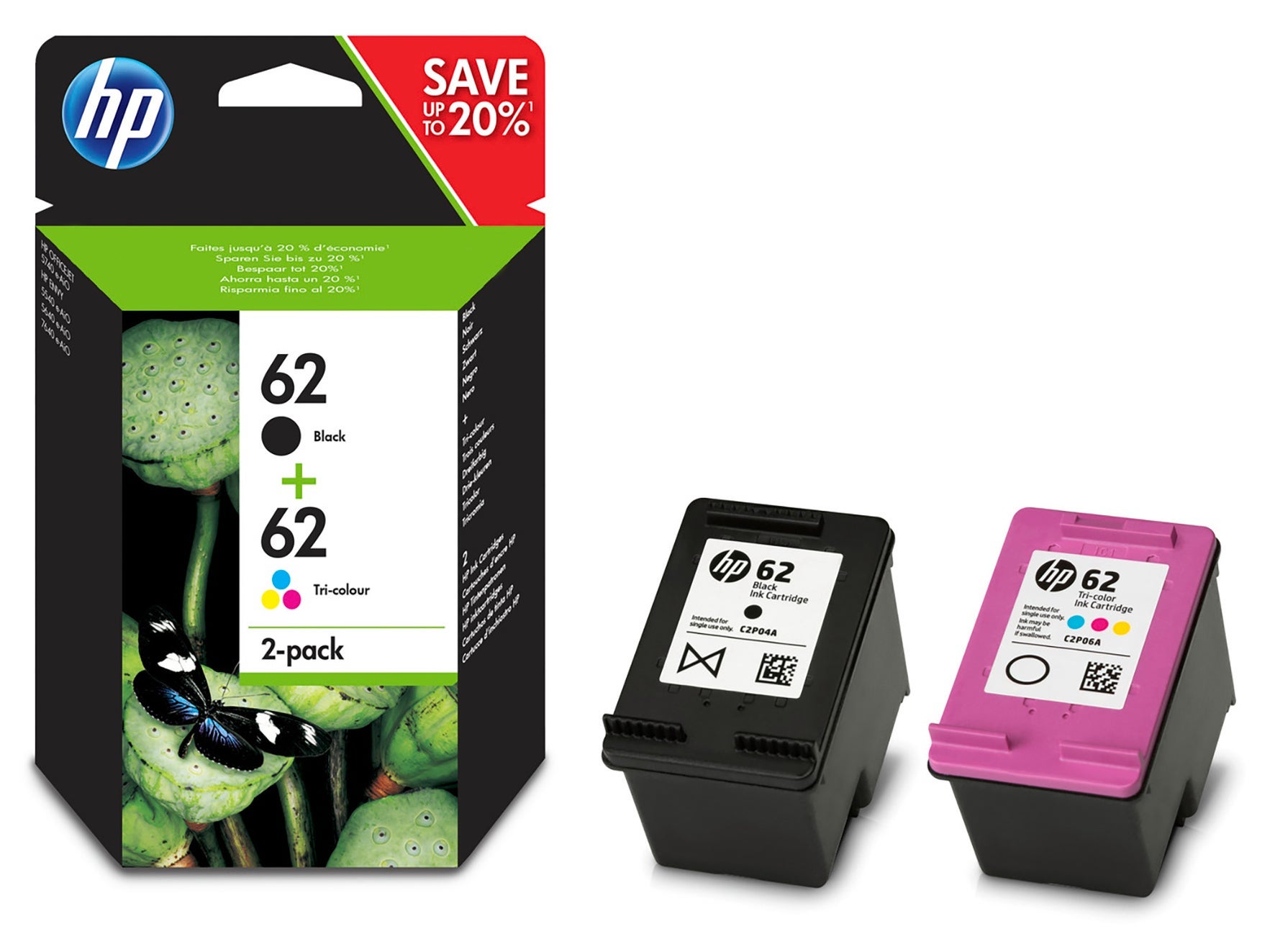 [5701287] Bläck HP No62 CMYK 2 st/fp