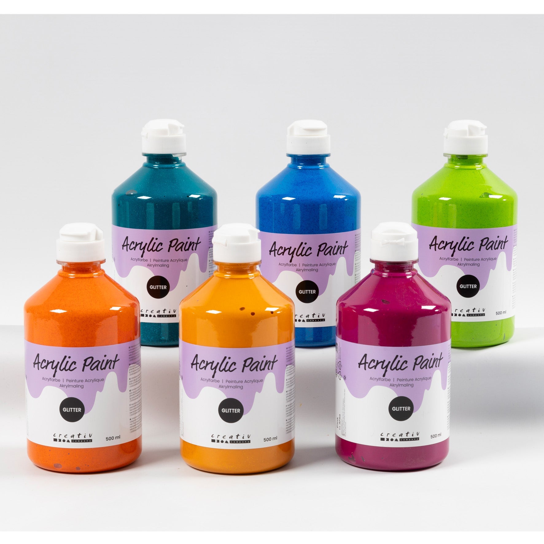 [8100308] Akrylfärg glitter mix 500ml 6st/fp