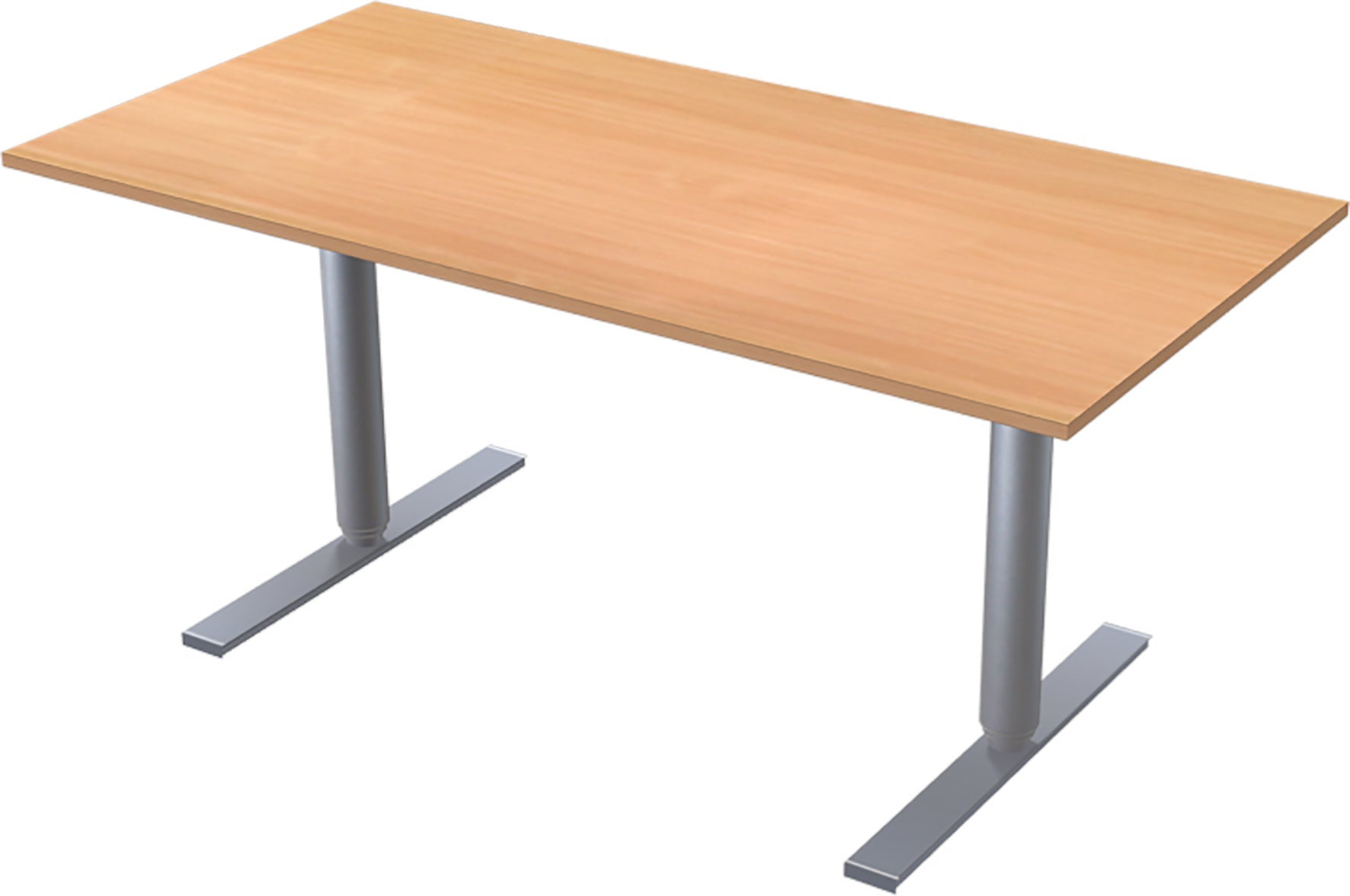 [2482152] Skrivbord manuellt 160x80 cm 2-pelarstativ inkl. bordsskiva Bok Lanab