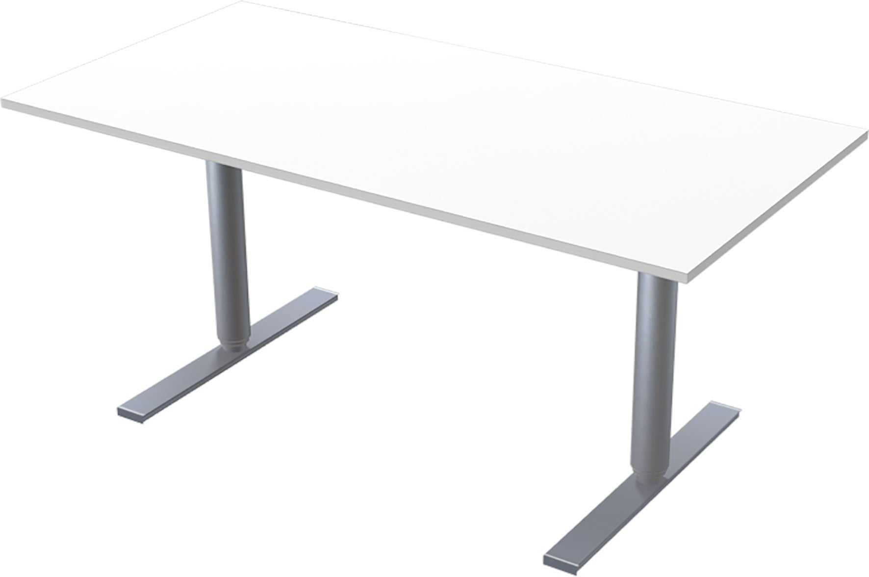 [2482153] Skrivbord manuellt 160x80 cm 2-pelarstativ inkl. bordsskiva Vit Lanab