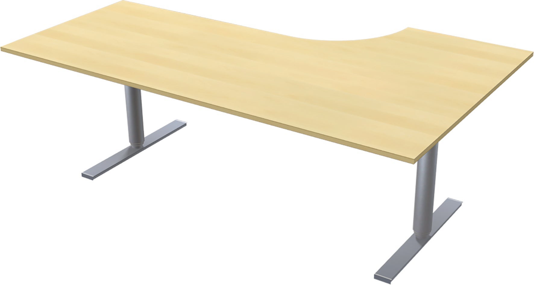 [2482160] Skrivbord manuellt 200x120 cm 2-pelarstativ inkl. bordsskiva Björk Lanab