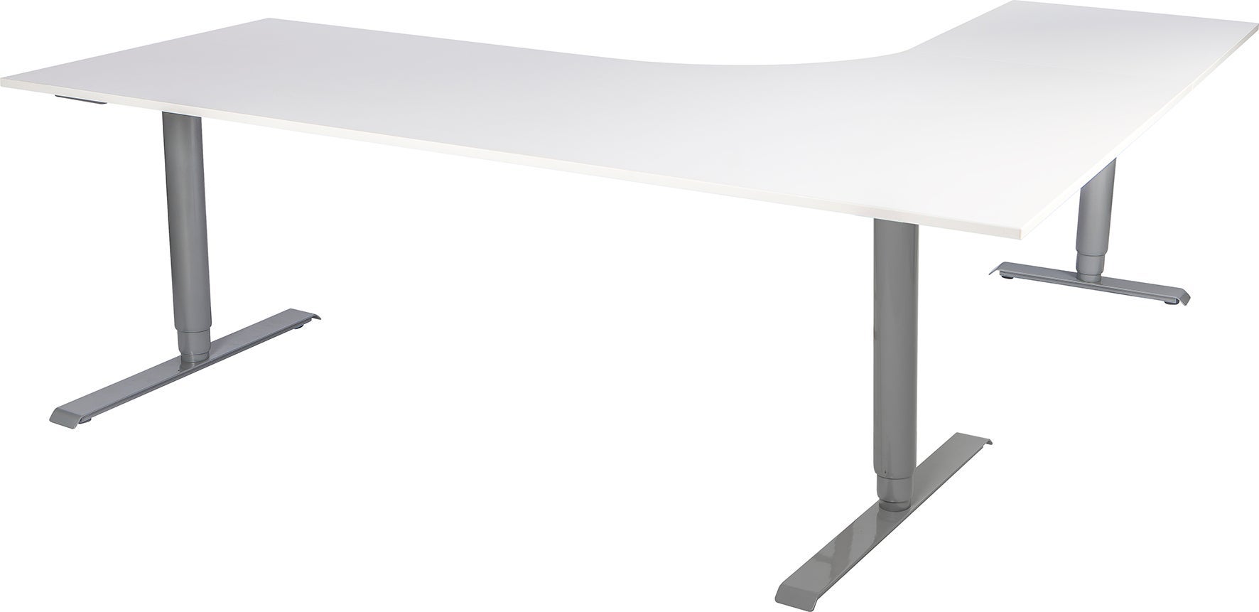 [2482162] Skrivbord manuellt 200x120 cm 2-pelarstativ inkl. bordsskiva Vit Lanab