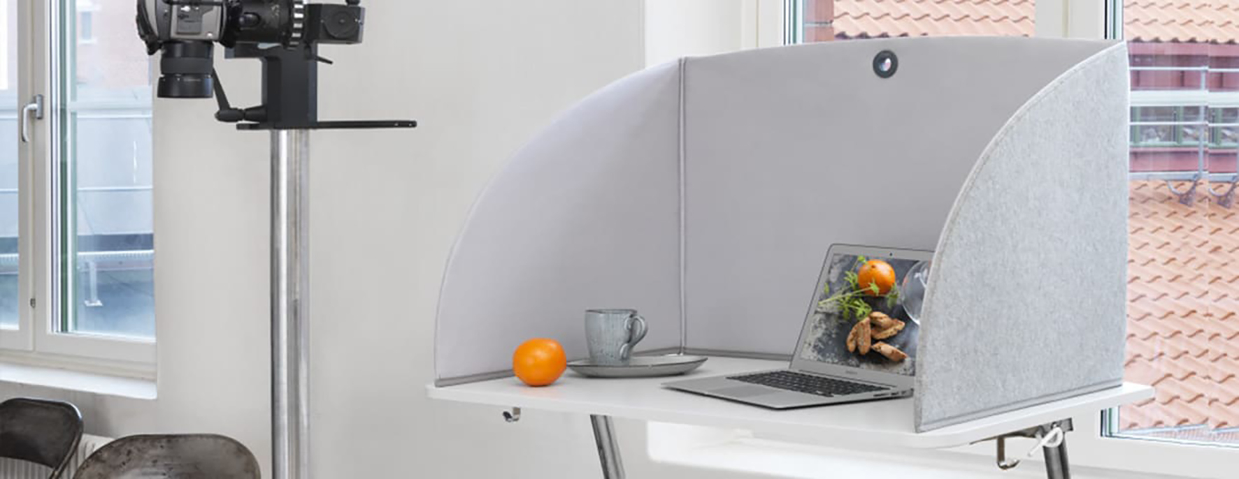 [8555842] Bordsskärm grå 80cm